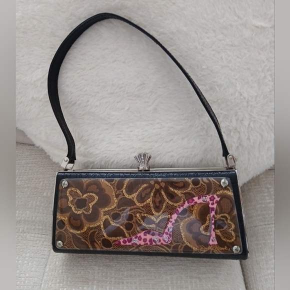 Debbie Brooks Handbags - Debbie Brooks Black Silver Gem Clasp Handbag Cheetah Shoe Floral Crystals. FL